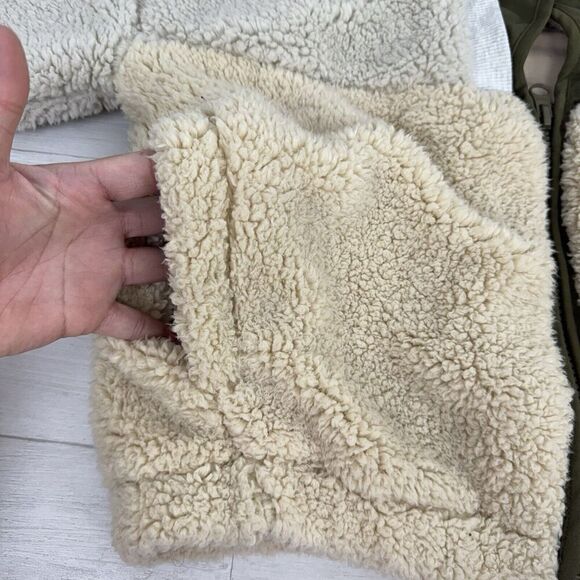 Free People Movement Jacket Women S Sherpa Fleece Full Zip Oversized Cream Green - Picture 10 of 16